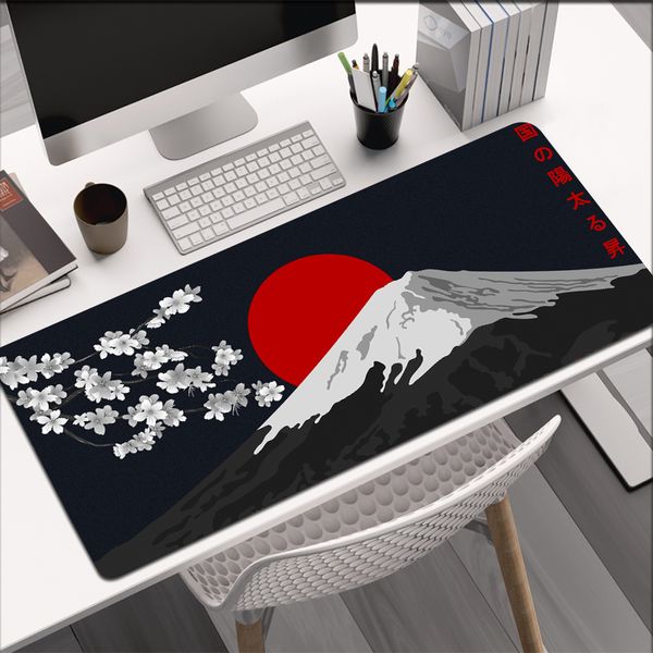 Mount Fuji Large Mouse Pad Office Keyboard Mat 90X40CM Locking Edge Gaming Mousepad Cherry Blossom Deskmat Japanese Mause Mat