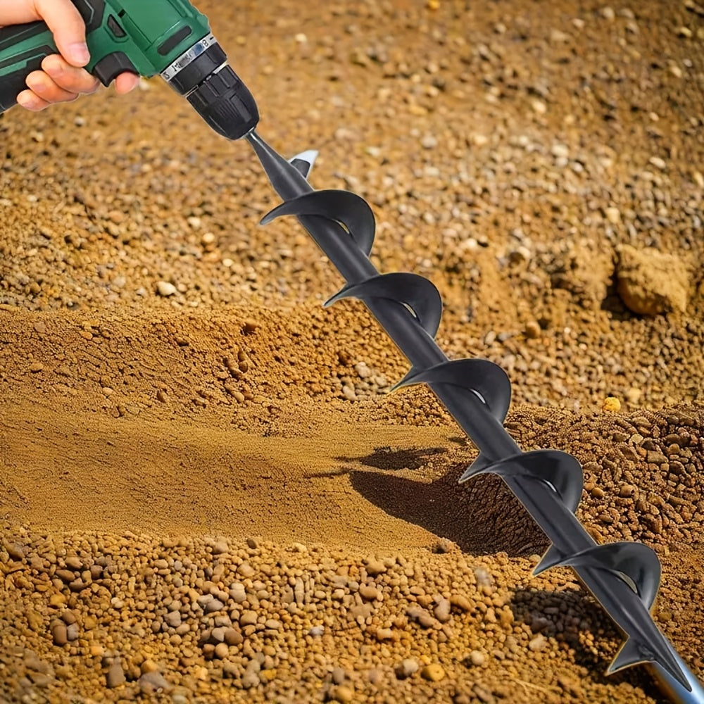 TEMU 2in Wide 24in Long Auger Drill Bit, Garden Plant Flower Bulb Auger Rapid Planter Bulb Compatible Auger With 3- 8in Diameter Non-slip Hex Shank