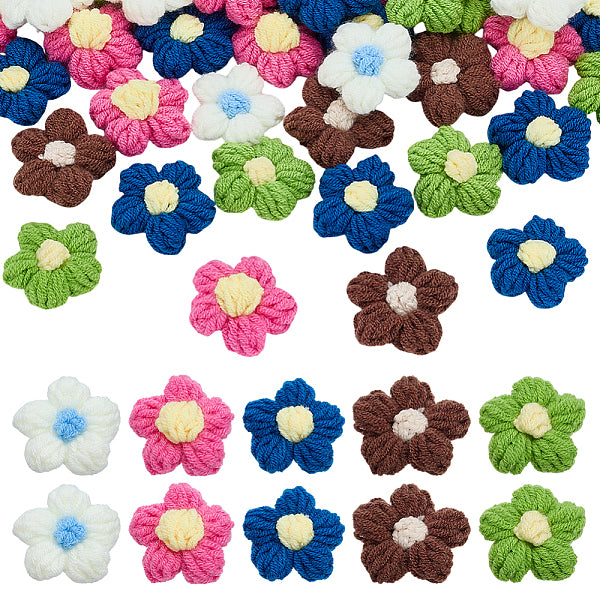 50Pcs 5 Colors Handmade Cotton Knitting Ornament Accessories