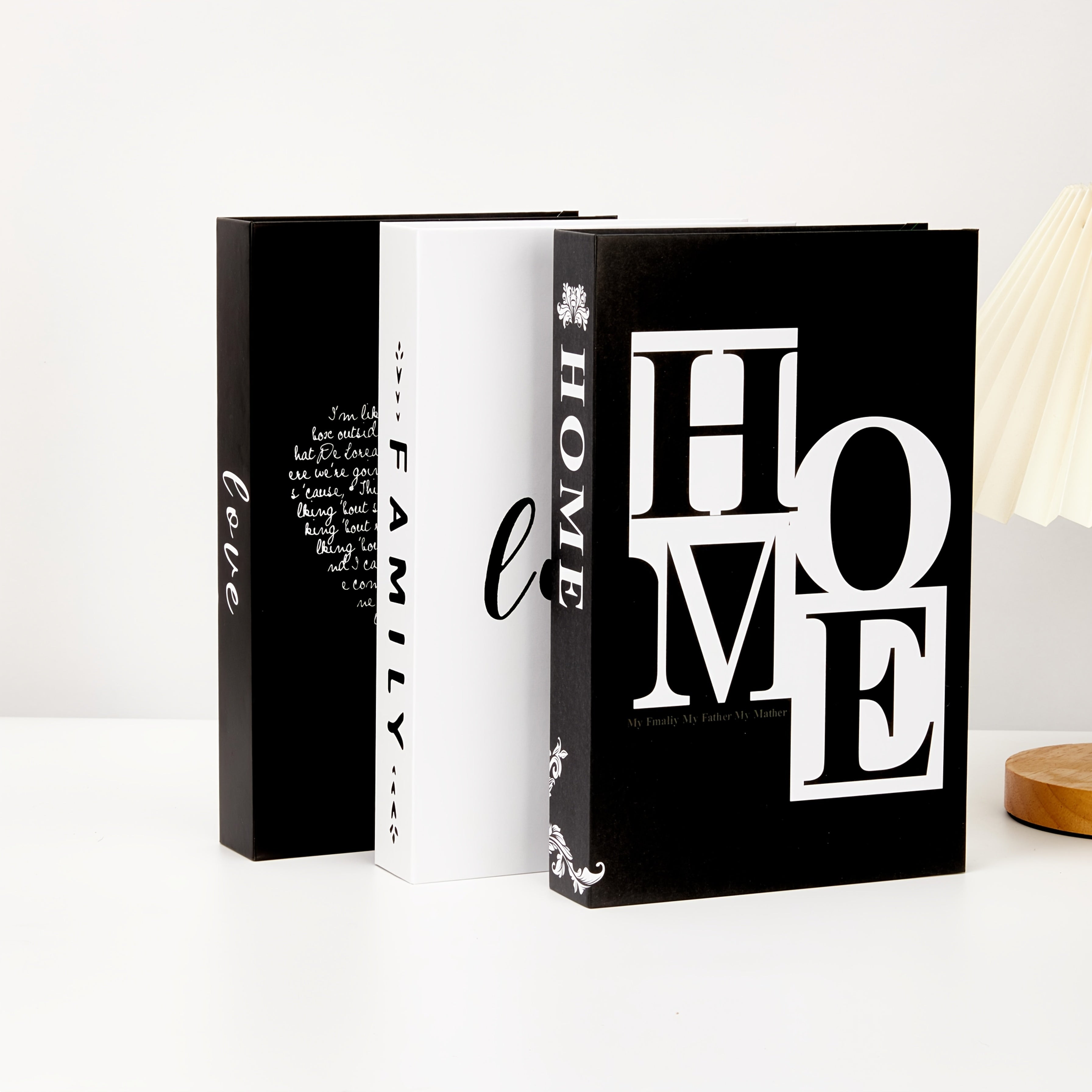 TEMU 3pcs Elegant Black & White Decorative Book Set With "home " Design - Modern Minimalist Fake Books For Stylish Wall Decor, Home Soft Decoration,