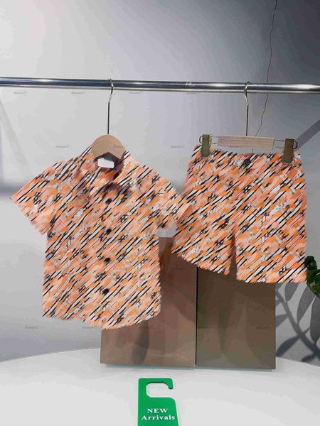 Top baby T-shirt set child tracksuits boys girls Summer suit kids designer clothes Single-breasted lapel short sleeve polo and shorts