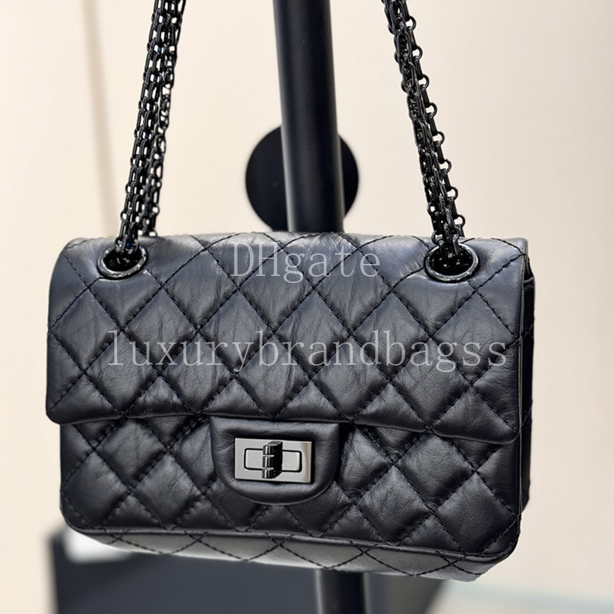 Calfskin Flap Bag 20CM Vintage Shoulder Bag Mirror quality Mini Handbag Chain Crossbody Bag With Box 24C07