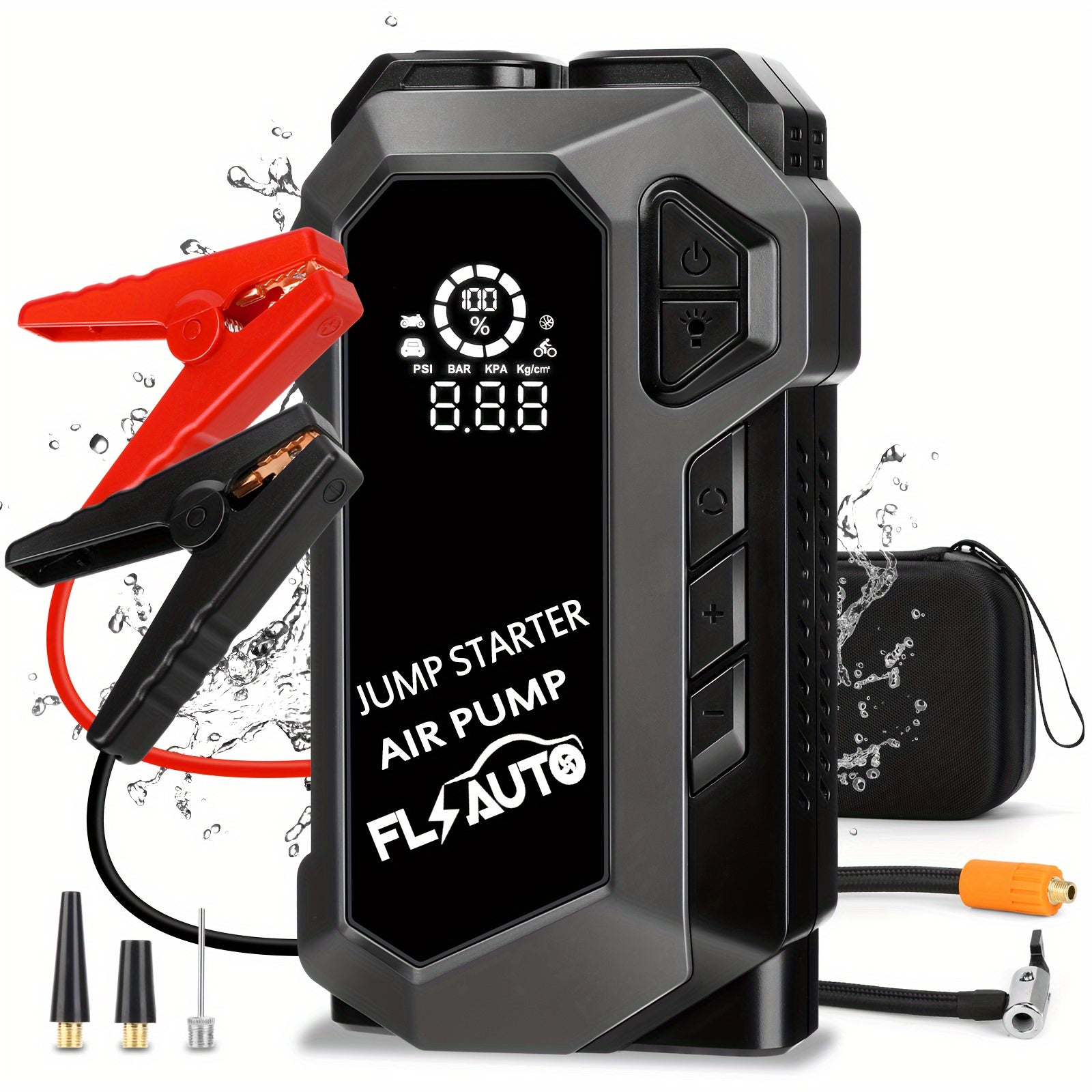 TEMU Battery Jump Starter Tire Inflator, Car Battery Charger Portable Jump Starter With Air Compressor Up To 10.0l Gas And 8.0l Engine, 12v Auto