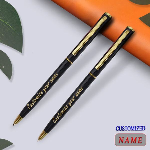 Ballpoint Pens Customize Gold Color Text Pen Carving Metal Stationery Supplies School Office Accessories Writing Teacher 2023 231011