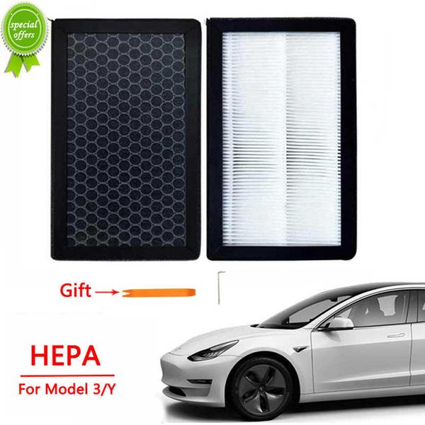 New 2 Pcs for Tesla 3 Model y 2022 Hepa with Active Air Conditioner Filter Element Replacement