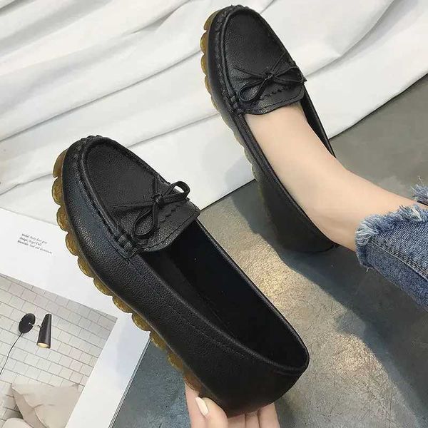 Nova primavera verão Bowtie Sofra Sofra rasa de mocassins femininos Casuais Office Lady Comfort Shoe 2024 Women Women Shoesc241217