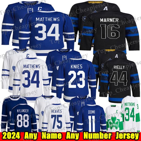 #34 Auston Matthews Reverse Retro hockey jersey #16 Mitchell Marner William Nylander Ryan Reaves Morgan Rielly Max Domi Matt Murray Matthew