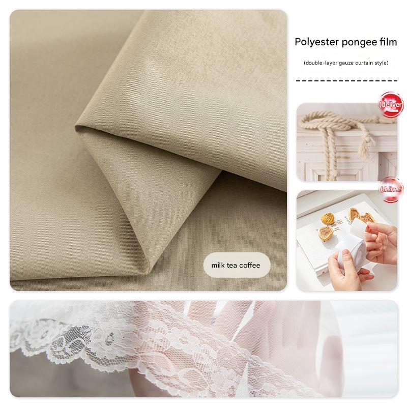 YL-36743 Japanese style full blackout double layer gauze curtain finished product sunshade heat insulation bedroom bay window non-transparent living