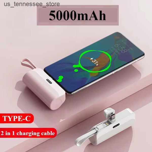 Cell Phone Power Banks 5000mAh Power Bank 2 IN 1 Fast Mobile Phone Charger External Battery Mini Power Bank Plug Play Type-C For Samsung J24