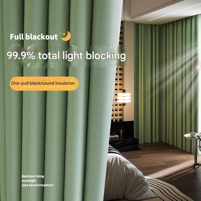 YL-36859 bedroom full blackout curtain new living room thickened sunscreen bay window cloth rental house light luxury