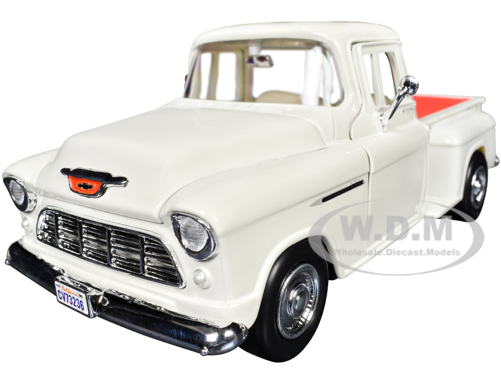 1955 Chevrolet 3100 Stepside Pickup Truck Cream with White Interior "Timeless Legends" Series 1-24 Diecast Model Car by Motormax