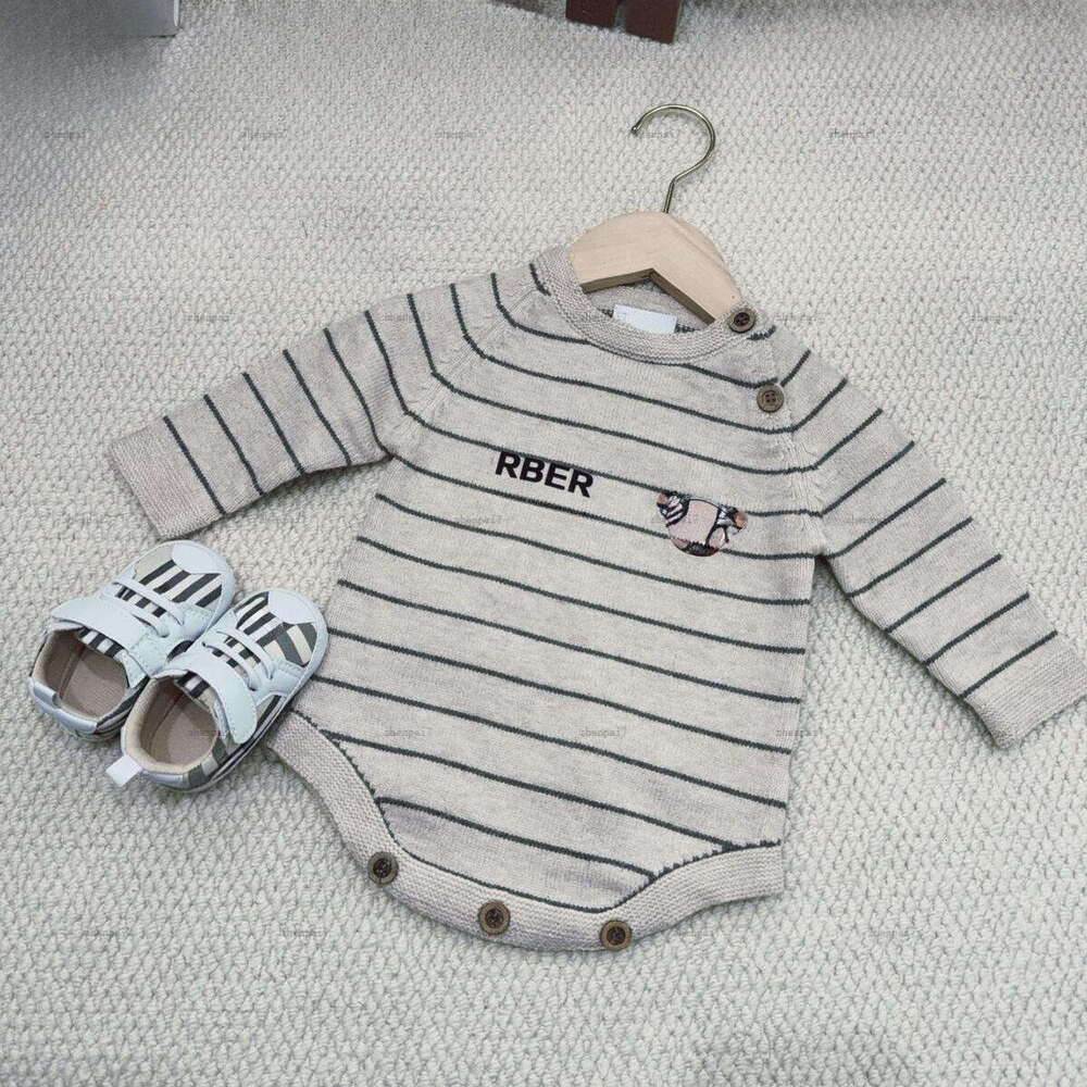 Top newborn jumpsuits Striped design toddler romper designer Baby clothing Long sleeve Knitted infant bodysuit A378X11N300