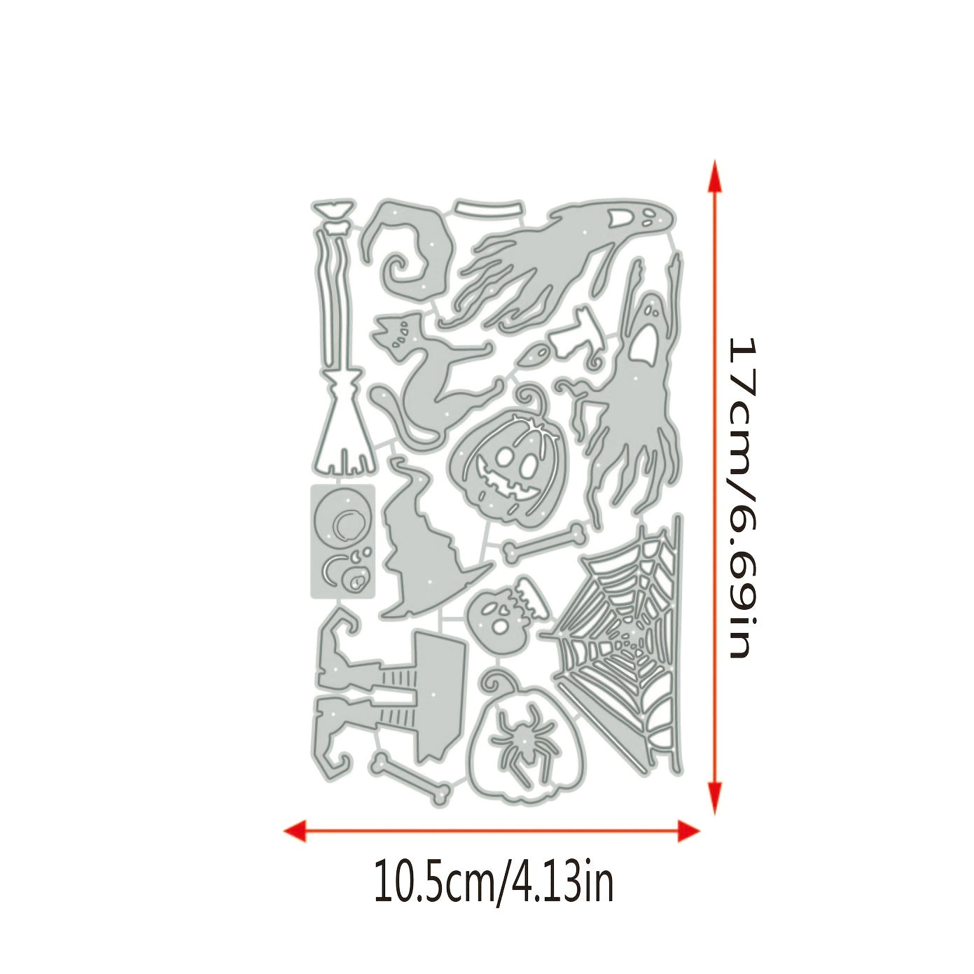 TEMU 1pc Halloween Metal Die-cutting Stencil Set - 17 For Scrapbooking, Crafts, And Diy Projects, Includes Pumpkin, Web, Hat, And More, Crafting