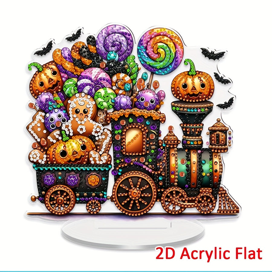 TEMU 2d Flat 5d Diy Halloween-themed Diamond Painting Kit, With Irregular-shaped Acrylic Crystals, Creative Handmade Desktop Decoration, Festive
