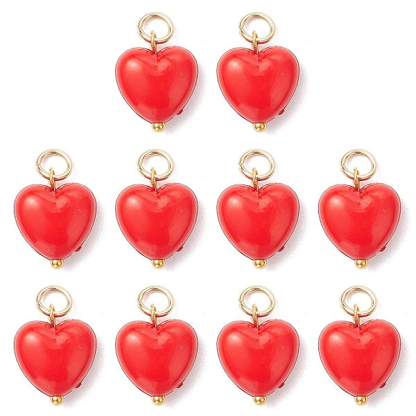 Charms del corazón de acrílico opaco