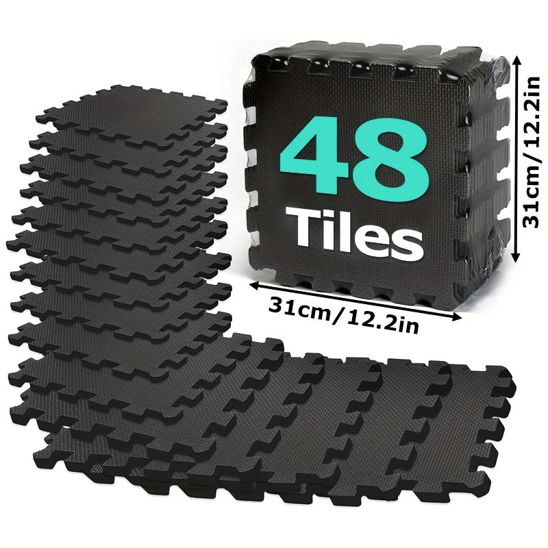 TEMU 48 Tiles Gym Floor Mat, 0.4inch Exercise Mat For Floor Workout Mat Foam Floor Tiles For Home Gym Equipment Garage