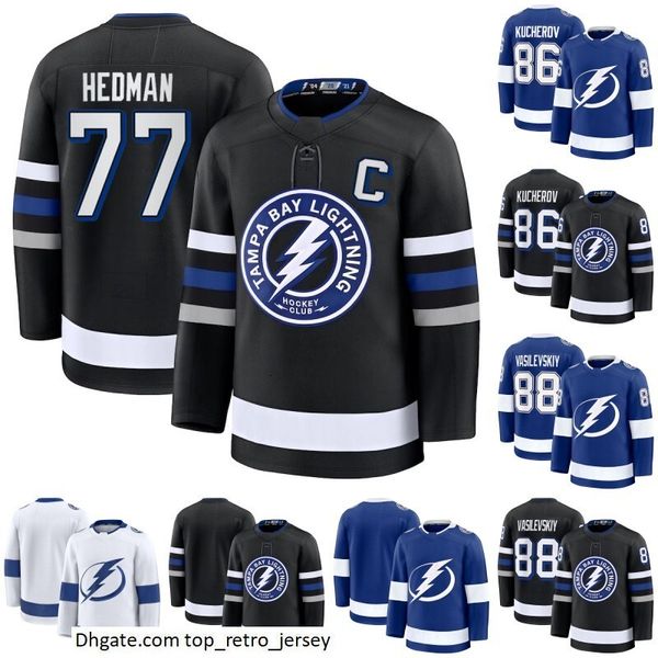 Tampa Bay Victor Hedman Lightning 2024-25 Hockey Jersey Anthony Cirelli Brayden Point Brandon Hagel Nikita Kucherov Ryan McDonagh Andrei Vas