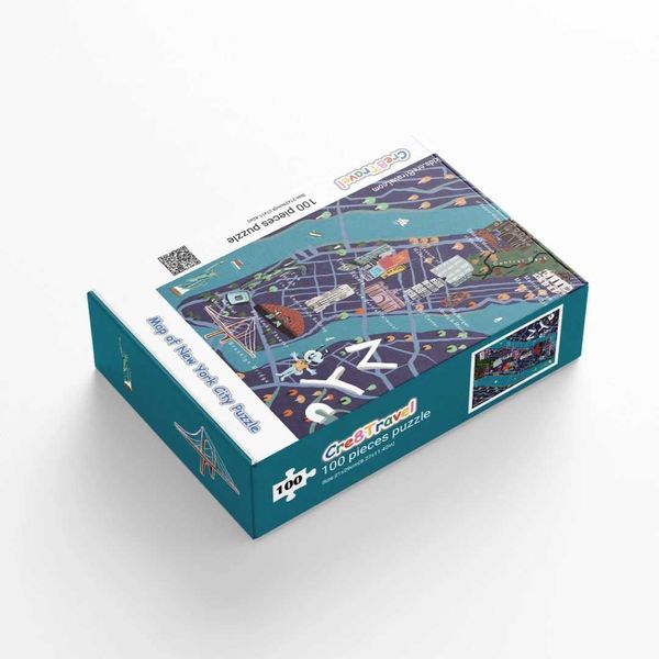 100-Piece Interactive New York Ci Landmarks Puzzle with QR Map | Fun Educational Souvenir for Kids Adults by Cre8Travel Z250109
