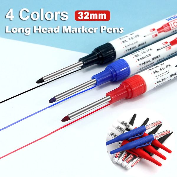 13Pcs 32MM Long Head Marker Pens Large Capacity Deep Hole Waterproof Four Color Markers For Metal Woodworking Art Supplies 250102