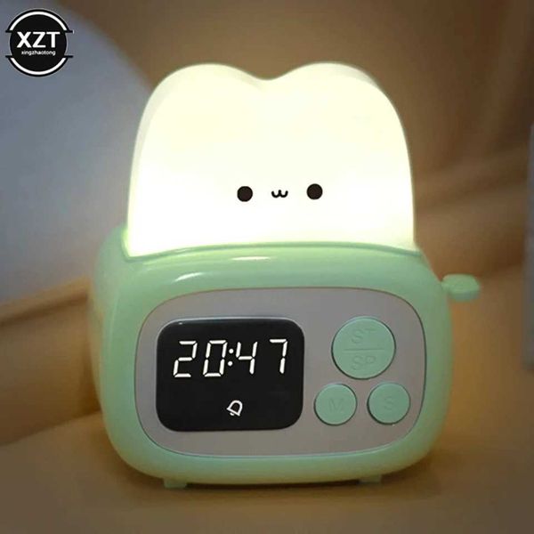 Cute Bread Maker Alarm Clock USB Rechargeable Lamp Bedside Table Desk Alarm Clock Children GiftT250115