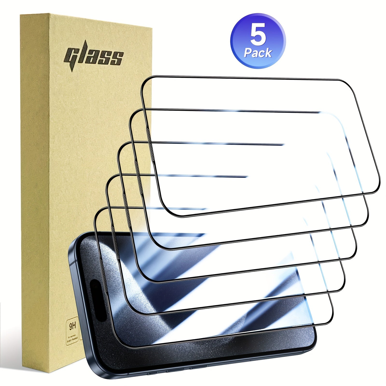 TEMU 5pcs Tempered Glass Screen Protectors Set- For Iphone 17-16pro Max-16pro-16plus-15pro Max-15pro-15plus-14pro Max-14plus-13pro Max-12pro-11pro-xs