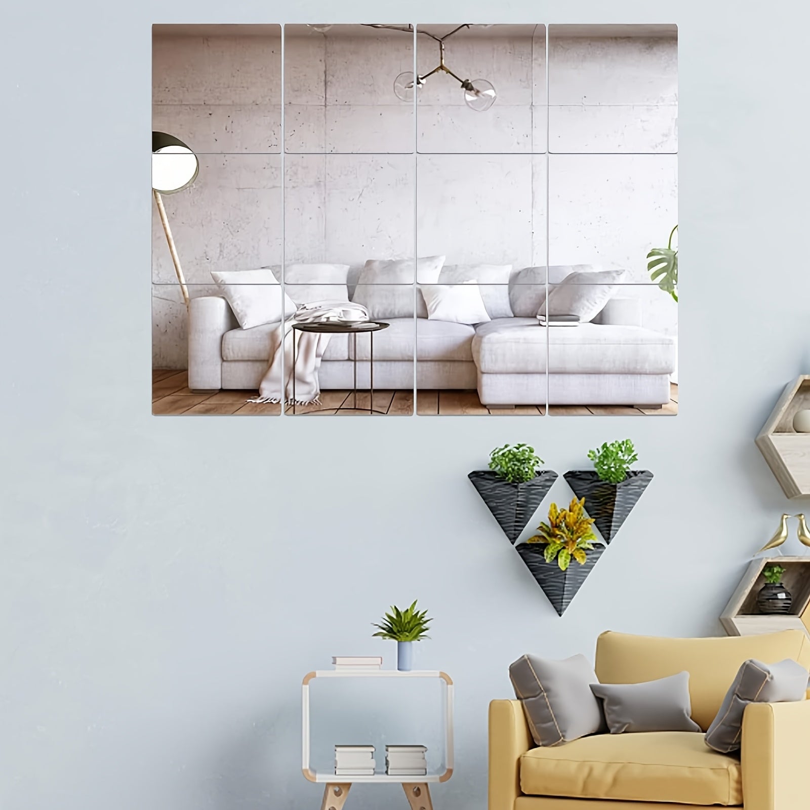 TEMU 12pcs Self-adhesive Mirror Wall Stickers, Pet Non Glass Mirrors Wall Decal With And Stick Design, Ideal For Bedroom Bathroom Home Decor, Inch,