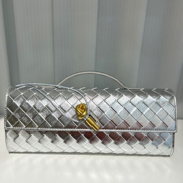 Real Shoulder Bags 2024 Long Clutch Andiamo With Handle Intrecciato Cow Leather Women Purses And Handbag Famous Brand Designer Evening Bag4