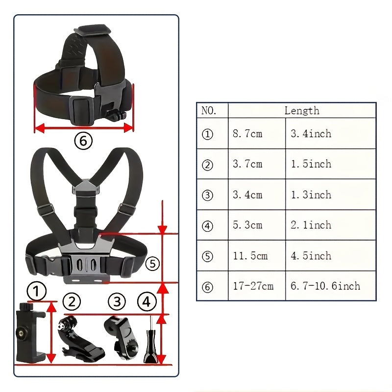 TEMU 6pcs Action Camera Accessory Kit - Versatile Set - Waterproof, Adjustable Phone Clip Mount For , & More