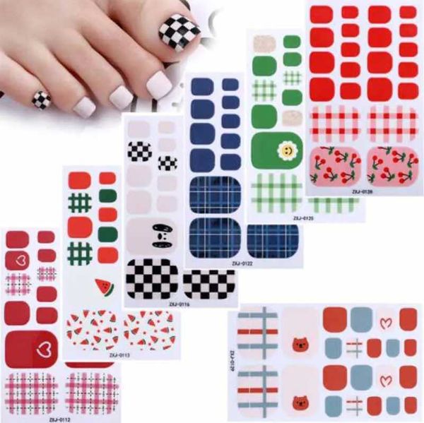 Summer Beach Toenail Stickers Waterproof Safe Self Adhesive Cute Toe Nail Wrap Tips Stickers DIY Foot Beauty Decoration DecalsXJ240814