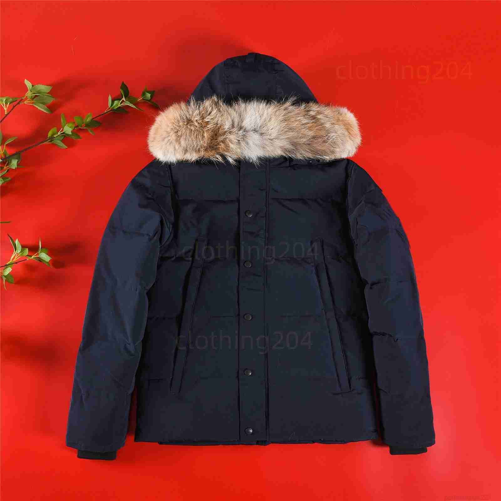 Canadian Puffer Jackets Mens Designer Real Coyote Fur Outdoor Wyndham Windbreaker Jassen Outerwear Hooded Fourrure Manteau Down Jacket Coat size XS3