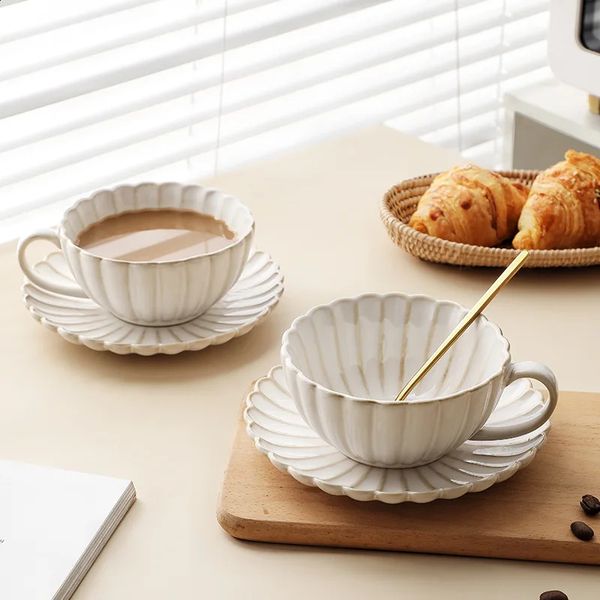 1 set of 230ml vintage ceramic coffee cups and cutlery plates tea cup set for breakfast afternoon tea beverages gift drinks and cups 241204