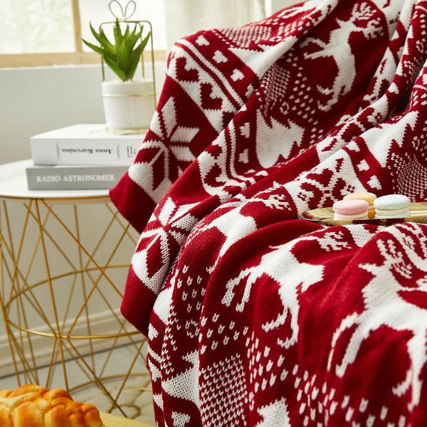 Nordic Christmas Throw Blanket Knitted Striped Christmas Tree Office Nap Leisure Blanket for Beds Sofa Cover Years Tapestry 241024