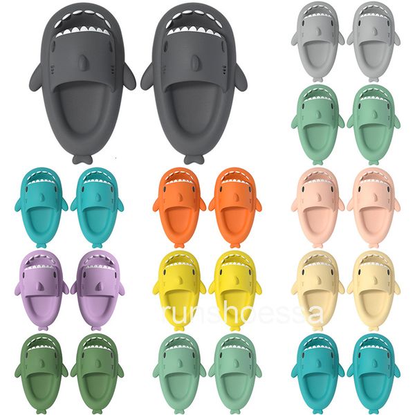 18 Mens Women Shark Summer Home Solid Color Couple Parents Outdoor Cool Indoor Household Funny Slippers GAI