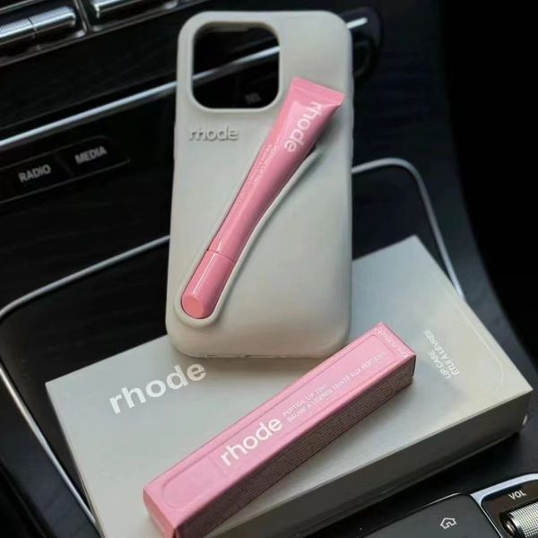 Lipstick Silicone Phone Case with Portable Gloss for iPhone 16-15-14-13 Pro Max - Soft 3D Makeup Design Lip Balm Holder Case, 2024 dh9103200