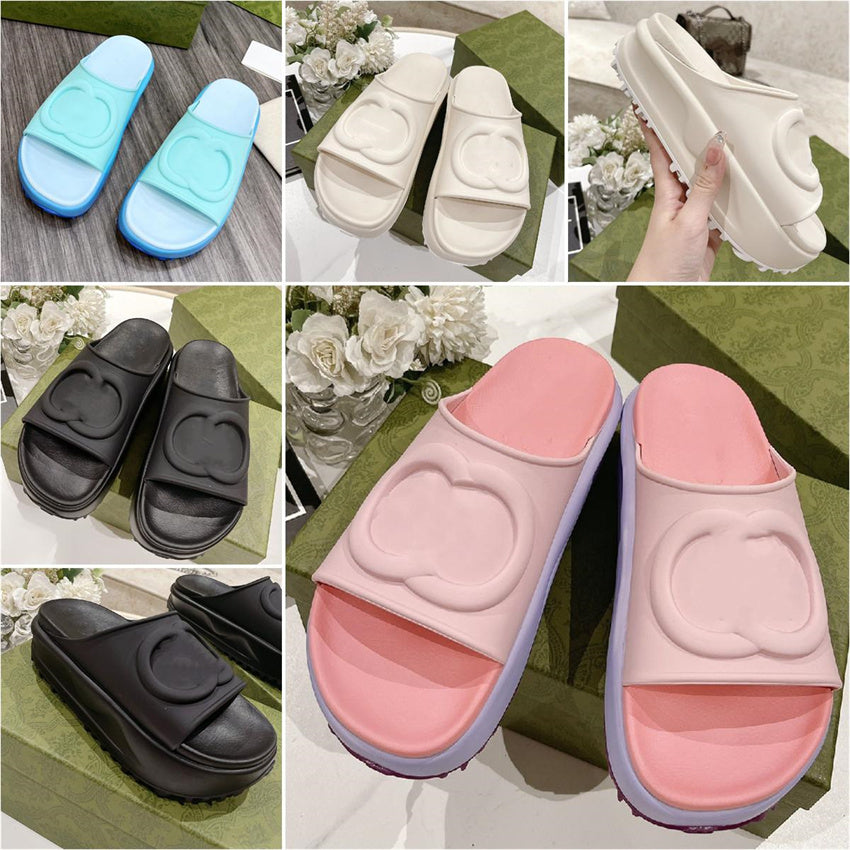 Luxury Designer European Style Slippers Men & Woman Size 35-44 Thick Bottom Flat Slides TPU EVA Pillow Comfort Soft Lady Sandals Bubble Casual Shoes