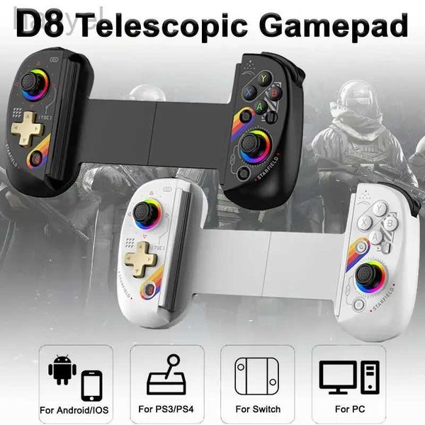 Game Controllers Joysticks Hot Sale BSP D8 RGB Tablet Controller Wireless Handle For Switch Game Bluetooth Stretching Joystick For P3 P4 And