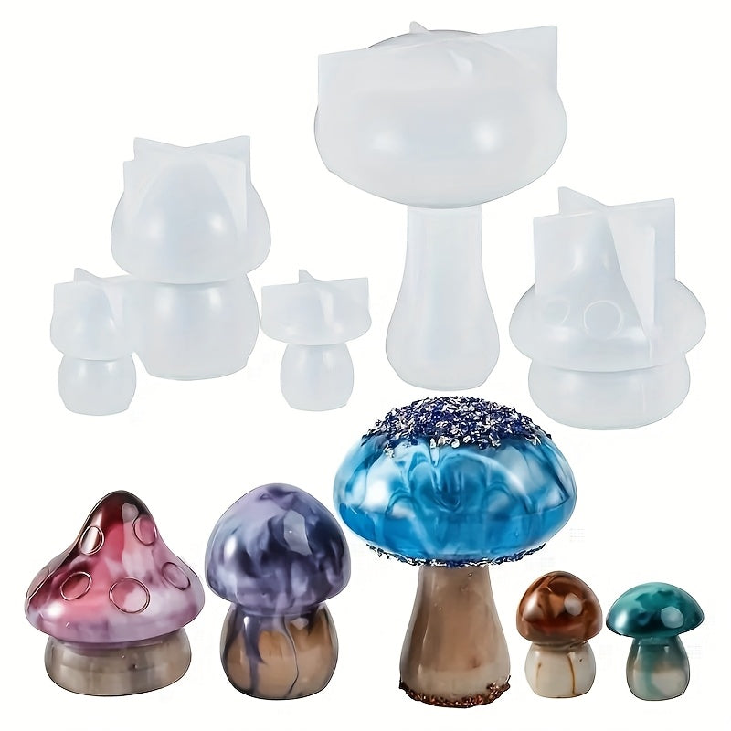 TEMU 5pcs Mushroom Resin Silicone Mold Set, Suitable For Resin Casting Kits, Desktop Ornaments, Multi-functional Storage, Suitable For Beginners',