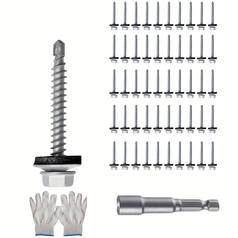 TEMU 300pcs Hexagonal Composite Washer Drilling Screws With Hexagon Socket Head Hexagon Head Self-drilling Plated Washers, Paintless, Sheet With