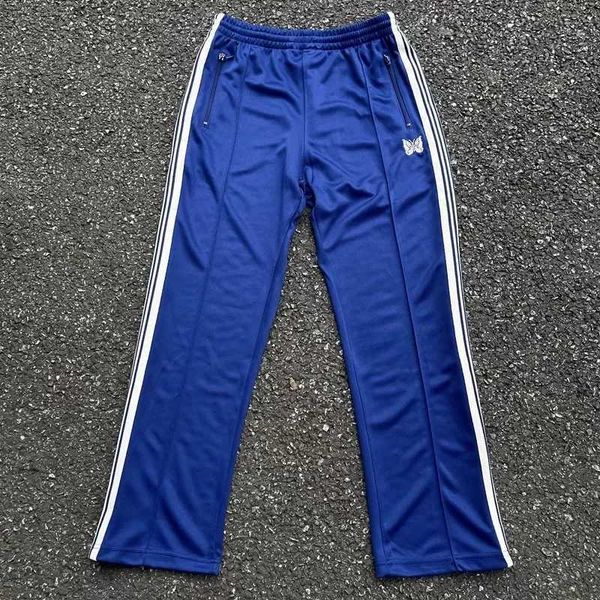 Men&#039;s Jeans 24ss Butterfly Embroidery Blue Sweatpants Men Women 1 1 Best Quality Striped Straight Pants Oversized Tracksuit Set J250205