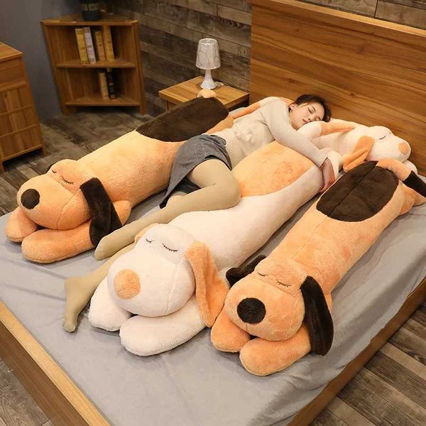 150CM Giant Lovely Soft Down Cotton Dog Plush Pillow Doll Stuffed Pet Doll Baby Long Sleep Pillow Accompany Gift for Girlfriend Z250208