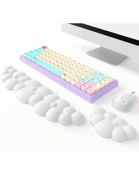 2-in-1 cloud keyboard and mouse wrist rest pad silicone leather hand port high-density memory foam for ergonomic wrist Y250110