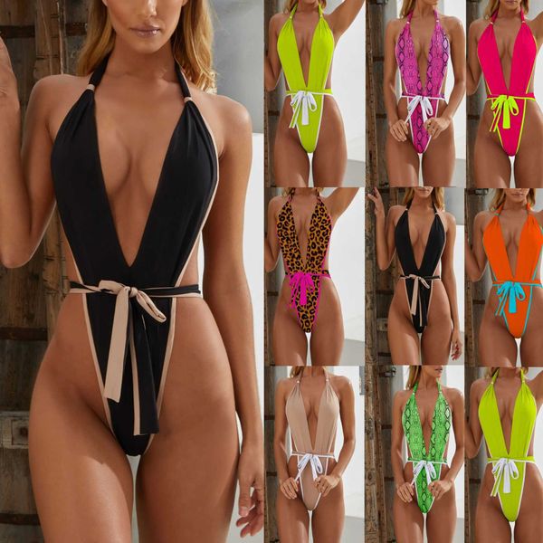 Women&#039;s Swimwear 8-color bikini womens one-piece bandage swimsuit pull edge Bikini Swimsuit 19c299 Q250206
