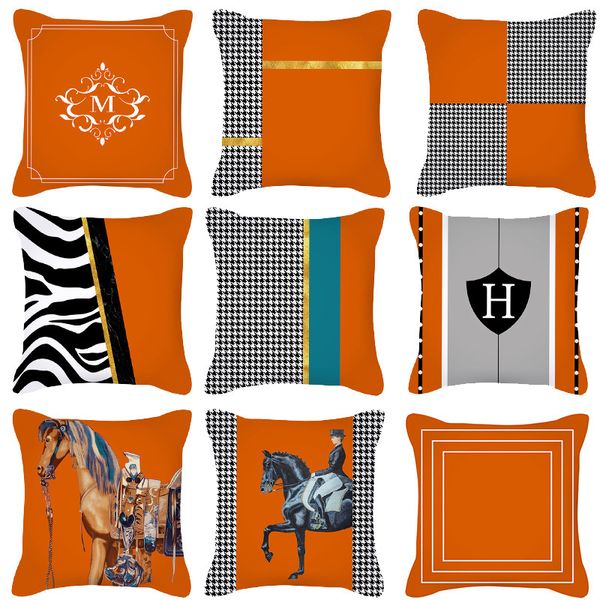 new fashion orange pillowcases popular ins square pillow cushion cover peach velvet h home sofa pillowcase horse pattern home appliances bla