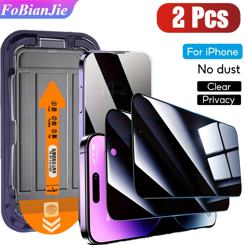 TEMU 2 Pack Dustproof Privacy Screen Protector, 9h Tempered Glass - Dustproof Anti-scratch- , -compatible With 16- 15- 14- 13- - Pro- Pro Max