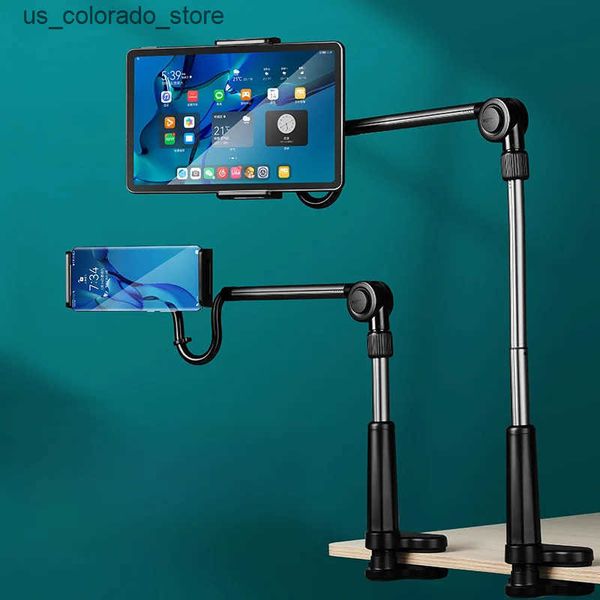 Cell Phone Mounts Holders Aluminum Lazy Tablet Phone Holder Long Arm Table Stand Holder Universal Desktop Phone Clip Bedside Stand Samaung L