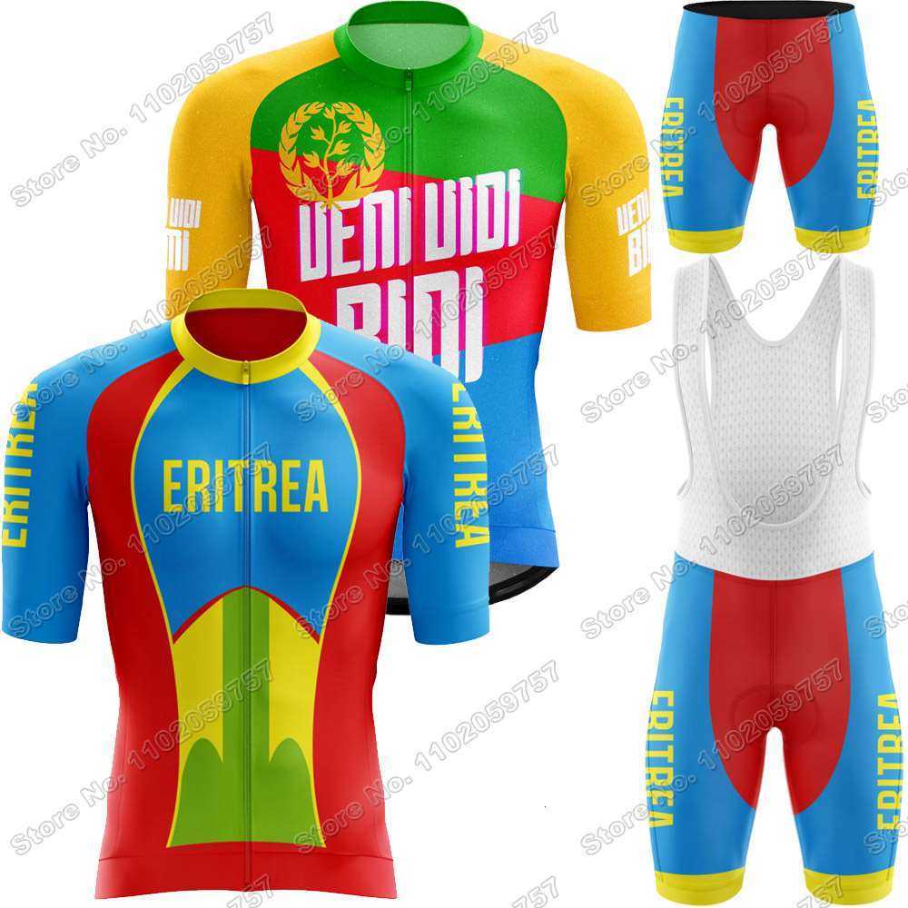 Eritrea National Team Cycling Jersey Set Summer Cycling Clothing Men Road Bike Shirts Suit Bicycle Bib Shorts MTB Maillot