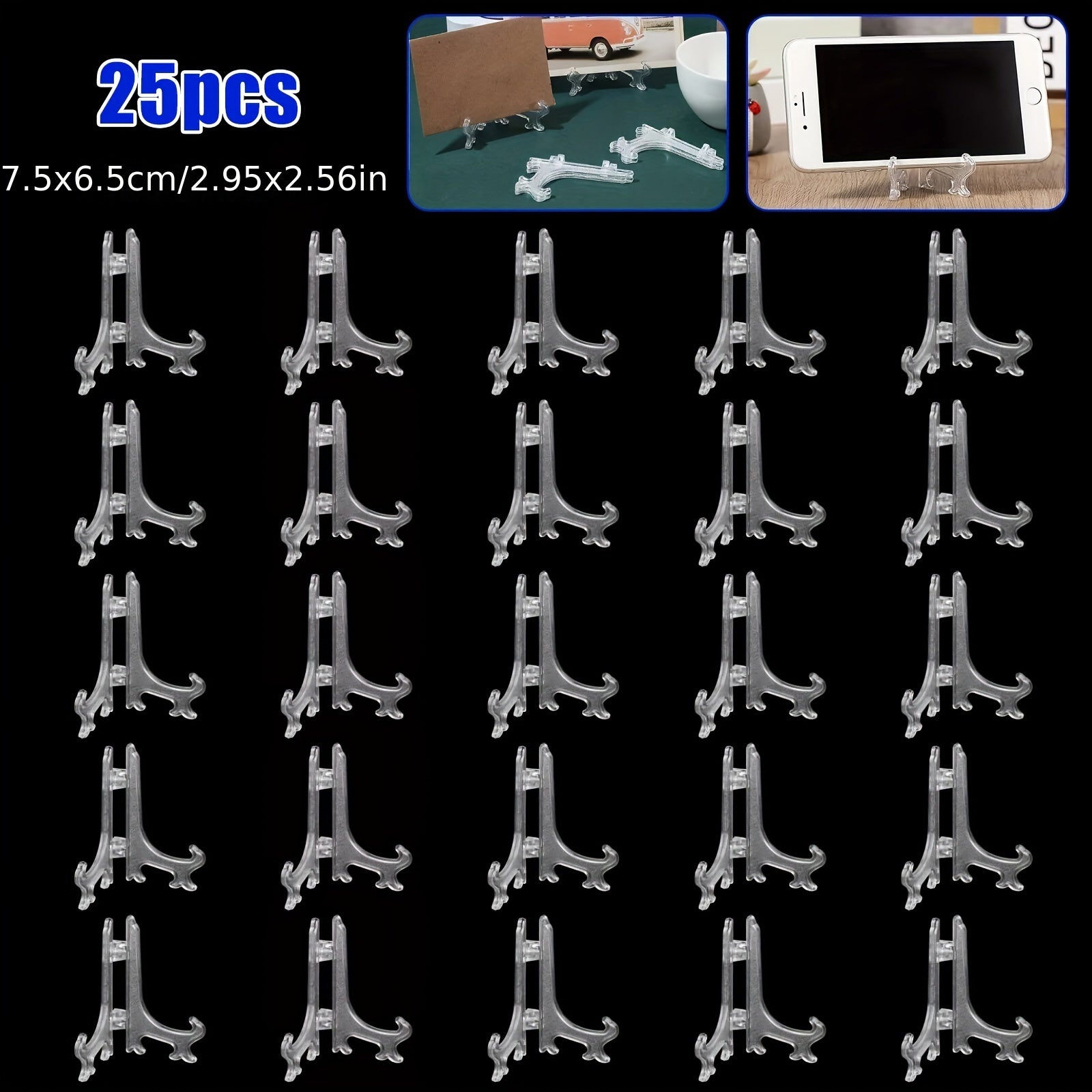 TEMU 25pcs Plate Display Stand, Foldable Card Holder, Picture Frame Shelf Rack, Photo Book Pedestal Holder, For Home Decor