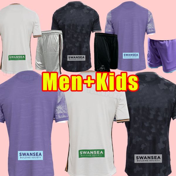 Swansea City 24-25 new shirt for the season OBAFEMI NTCHAM Kids Kit Soccer Jerseys PATERSON PIROE Home Away Football Shirts Short Child Suit