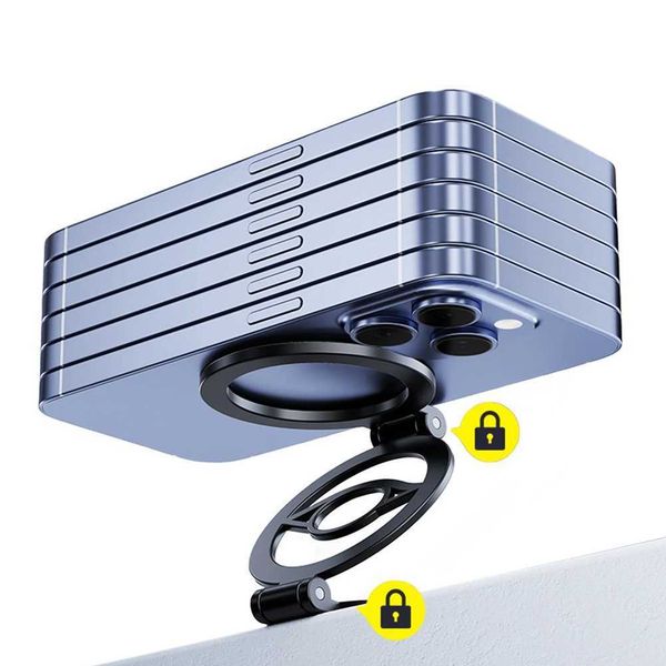 Folding Magnetic Smartphone Stand 360 Rotating Magnetic Car Stand Mobile Phone Navigation Stand Suitable for iPhone 15 14 13 12 Y250109