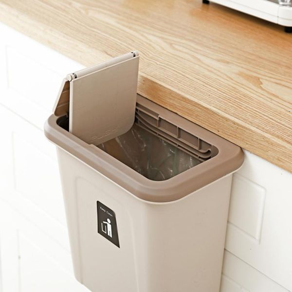 Waste Bins 7L wall mounted foldable garbage bin Kitchen cabinet door mounted garbage bin Garbage truck Garbage bin Wall mounted household cl